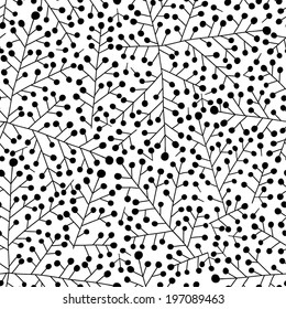 Adorno blanco y negro con plantas. Vector