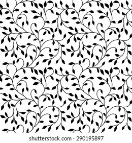 Black and white ornament with plants. Vector