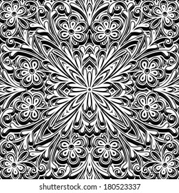 Black and white ornament, vector seamless pattern