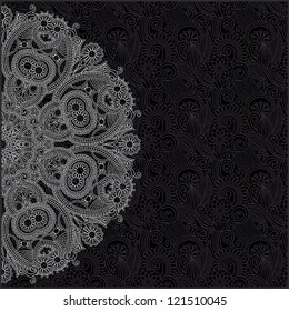 black and white ornamental circle template with floral background