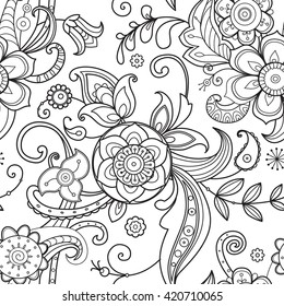 Black and white ornamental doodle pattern