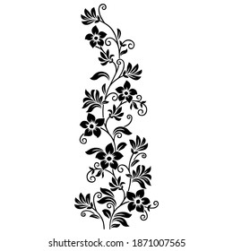 Diseño de motivos florales ornamentales en blanco y negro