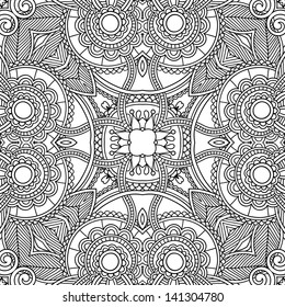 black and white ornamental floral paisley bandanna. You can use this pattern in the design of carpet, shawl, pillow, cushion