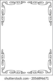Black and white ornamental frame, decorative border for greeting cards, banners, invitations. Isolated vector illustration.