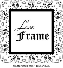 black and white ornamental frame with with lace pattern