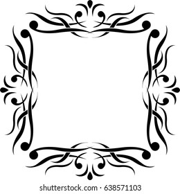 Black and white ornamental frame. Monogram element. Vector illustration