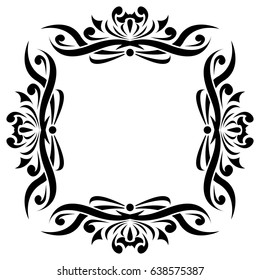 Black and white ornamental frame. Monogram element. Vector illustration
