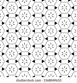 Black and white ornamental geometry repeat pattern.