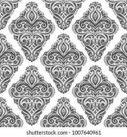 Black and white ornamental seamless pattern. Vintage. Elegant classic texture. Damask, Victorian, Baroque, paisley elements. Great for fabric and textile, wallpaper, packaging or any desired idea.