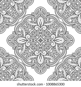 Black and white ornamental seamless pattern. Vintage, paisley elements. Ornament. Traditional, Ethnic, Turkish, Indian motifs. Great for fabric and textile, wallpaper, packaging or any desired idea
