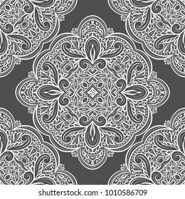 Black and white ornamental seamless pattern. Vintage, paisley elements. Ornament. Traditional, Ethnic, Turkish, Indian motifs. Great for fabric and textile, wallpaper, packaging or any desired idea