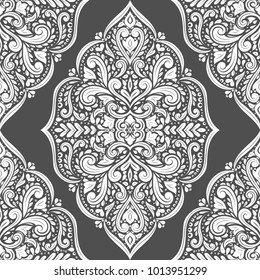 Black and white ornamental seamless pattern. Vintage, paisley elements. Ornament. Traditional, Ethnic, Turkish, Indian motifs. Great for fabric and textile, wallpaper, packaging or any desired idea