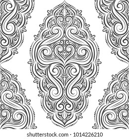 Black and white ornamental seamless pattern. Vintage, paisley elements. Ornament. Traditional, Ethnic, Turkish, Indian motifs. Great for fabric and textile, wallpaper, packaging or any desired idea