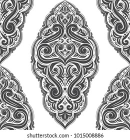 Black and white ornamental seamless pattern. Vintage, paisley elements. Ornament. Traditional, Ethnic, Turkish, Indian motifs. Great for fabric and textile, wallpaper, packaging or any desired idea