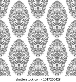 Black and white ornamental seamless pattern. Vintage, paisley elements. Ornament. Traditional, Ethnic, Turkish, Indian motifs. Great for fabric and textile, wallpaper, packaging or any desired idea