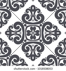 Black and white ornamental seamless pattern. Vintage. Elegant classic texture. Damask, Victorian, Baroque, paisley elements. Great for fabric and textile, wallpaper, packaging or any desired idea.