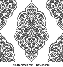 Black and white ornamental seamless pattern. Vintage, paisley elements. Ornament. Traditional, Ethnic, Turkish, Indian motifs. Great for fabric and textile, wallpaper, packaging or any desired idea