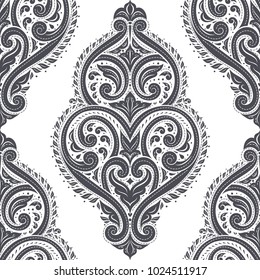 Black and white ornamental seamless pattern. Vintage, paisley elements. Ornament. Traditional, Ethnic, Turkish, Indian motifs. Great for fabric and textile, wallpaper, packaging or any desired idea