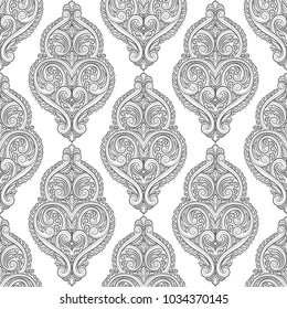 Black and white ornamental seamless pattern. Vintage, paisley elements. Ornament. Traditional, Ethnic, Turkish, Indian motifs. Great for fabric and textile, wallpaper, packaging or any desired idea