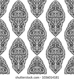 Black and white ornamental seamless pattern. Vintage, paisley elements. Ornament. Traditional, Ethnic, Turkish, Indian motifs. Great for fabric and textile, wallpaper, packaging or any desired idea