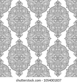 Black and white ornamental seamless pattern. Vintage, paisley elements. Ornament. Traditional, Ethnic, Turkish, Indian motifs. Great for fabric and textile, wallpaper, packaging or any desired idea