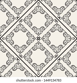 Black and white ornamental seamless pattern. Vintage retro ornate modern art deco background. Great for fabric and textile, wallpaper, packaging or any desired idea