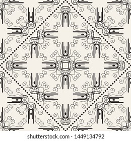 Black and white ornamental seamless pattern. Vintage retro ornate modern art deco background. Great for fabric and textile, wallpaper, packaging or any desired idea
