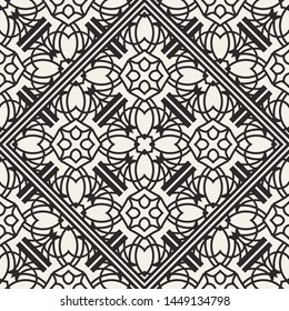 Black and white ornamental seamless pattern. Vintage retro ornate modern art deco background. Great for fabric and textile, wallpaper, packaging or any desired idea