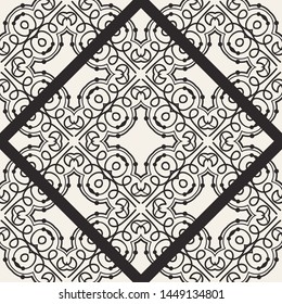 Black and white ornamental seamless pattern. Vintage retro ornate modern art deco background. Great for fabric and textile, wallpaper, packaging or any desired idea