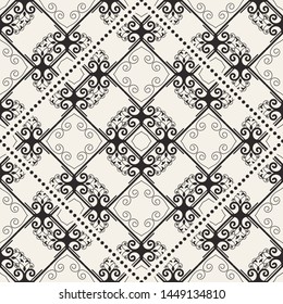 Black and white ornamental seamless pattern. Vintage retro ornate modern art deco background. Great for fabric and textile, wallpaper, packaging or any desired idea