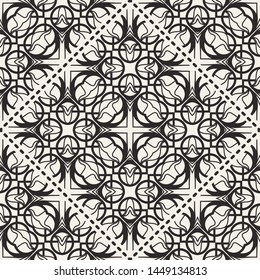 Black and white ornamental seamless pattern. Vintage retro ornate modern art deco background. Great for fabric and textile, wallpaper, packaging or any desired idea