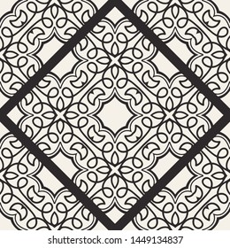 Black and white ornamental seamless pattern. Vintage retro ornate modern art deco background. Great for fabric and textile, wallpaper, packaging or any desired idea
