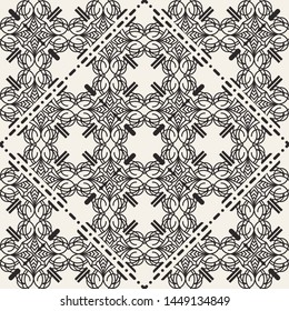 Black and white ornamental seamless pattern. Vintage retro ornate modern art deco background. Great for fabric and textile, wallpaper, packaging or any desired idea