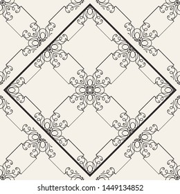 Black and white ornamental seamless pattern. Vintage retro ornate modern art deco background. Great for fabric and textile, wallpaper, packaging or any desired idea