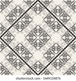 Black and white ornamental seamless pattern. Vintage retro ornate modern art deco background. Great for fabric and textile, wallpaper, packaging or any desired idea