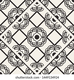 Black and white ornamental seamless pattern. Vintage retro ornate modern art deco background. Great for fabric and textile, wallpaper, packaging or any desired idea