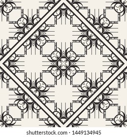 Black and white ornamental seamless pattern. Vintage retro ornate modern art deco background. Great for fabric and textile, wallpaper, packaging or any desired idea