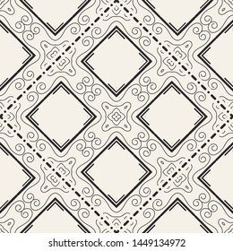 Black and white ornamental seamless pattern. Vintage retro ornate modern art deco background. Great for fabric and textile, wallpaper, packaging or any desired idea