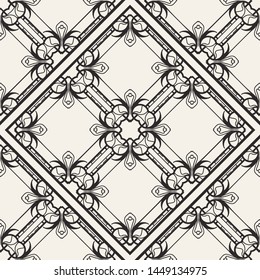 Black and white ornamental seamless pattern. Vintage retro ornate modern art deco background. Great for fabric and textile, wallpaper, packaging or any desired idea