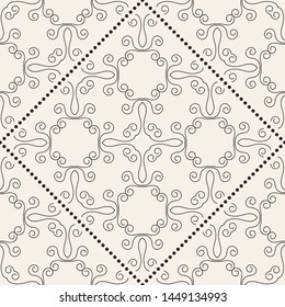 Black and white ornamental seamless pattern. Vintage retro ornate modern art deco background. Great for fabric and textile, wallpaper, packaging or any desired idea