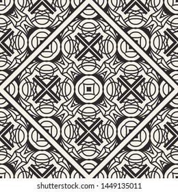 Black and white ornamental seamless pattern. Vintage retro ornate modern art deco background. Great for fabric and textile, wallpaper, packaging or any desired idea