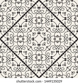 Black and white ornamental seamless pattern. Vintage retro ornate modern art deco background. Great for fabric and textile, wallpaper, packaging or any desired idea