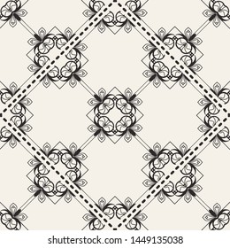 Black and white ornamental seamless pattern. Vintage retro ornate modern art deco background. Great for fabric and textile, wallpaper, packaging or any desired idea
