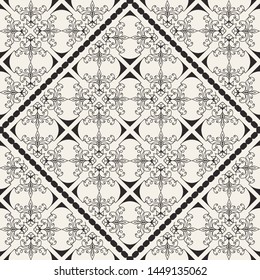 Black and white ornamental seamless pattern. Vintage retro ornate modern art deco background. Great for fabric and textile, wallpaper, packaging or any desired idea