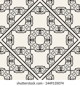 Black and white ornamental seamless pattern. Vintage retro ornate modern art deco background. Great for fabric and textile, wallpaper, packaging or any desired idea