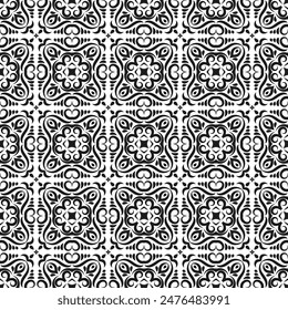 Black and white ornamental seamless pattern. Vintage, damask elements. Traditional ornament, Ethnic, Turkish, Indian motifs for fabric, textile, wallpaper, packaging