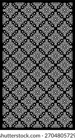 Padrão sem costura ornamental preto e branco para corte a laser CNC, gravura e design de painel decorativo. Arquivo EPS de Vetor Abstrato Floral Geométrico