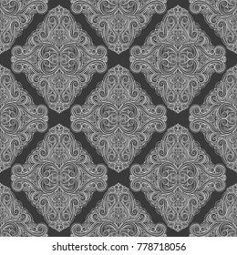 Black and white ornamental seamless pattern. Vintage, paisley elements. Ornament. Traditional, Ethnic, Turkish, Indian motifs. Great for fabric and textile, wallpaper, packaging or any desired idea. 