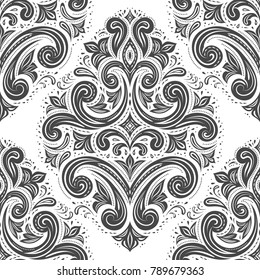 Black and white ornamental seamless pattern. Vintage, paisley elements. Ornament. Traditional, Ethnic, Turkish, Indian motifs. Great for fabric and textile, wallpaper, packaging or any desired idea. 