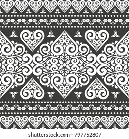 Black and white ornamental seamless pattern. Vintage, paisley elements. Ornament. Traditional, Ethnic, Turkish, Indian motifs. Great for fabric and textile, wallpaper, packaging or any desired idea